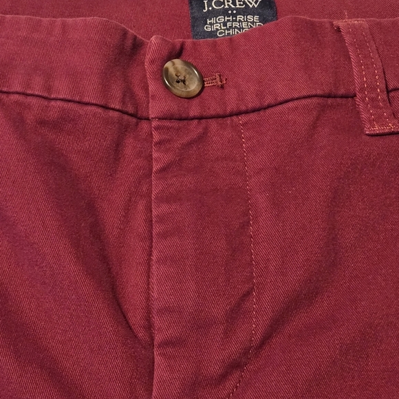 J Crew High Rise Girlfriend Chino Burgundy Straight Leg Pants 4 pkt Women's 10 - Picture 11 of 15